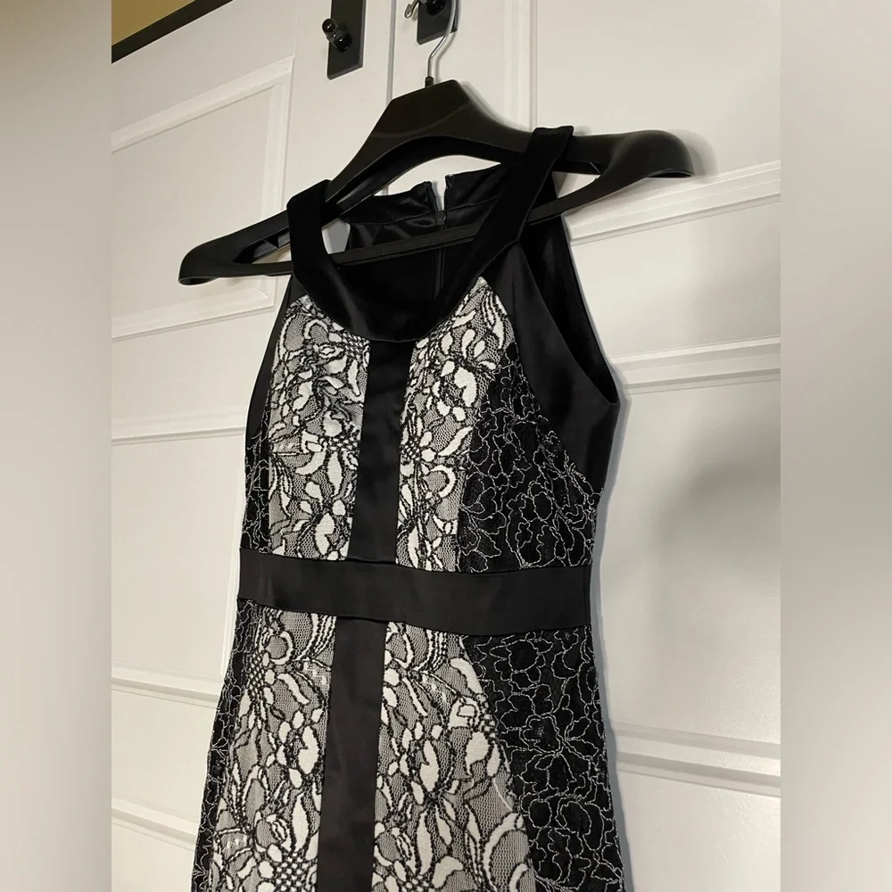 Cache Black and white floral lace midi cocktail dress - Picture 3 of 7
